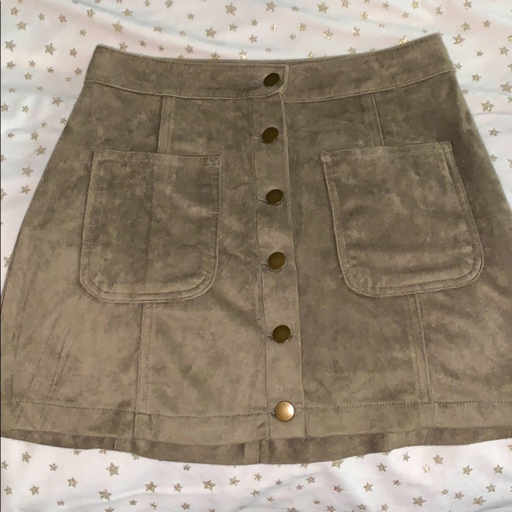 felt material button down skirt